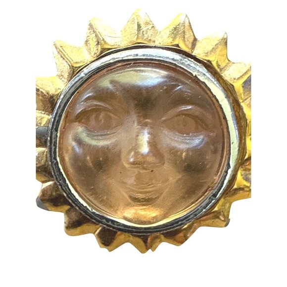 Anne Klein Gold-Tone Smiling Sun Face Clip Ons Earrings Rare - Picture 10 of 10